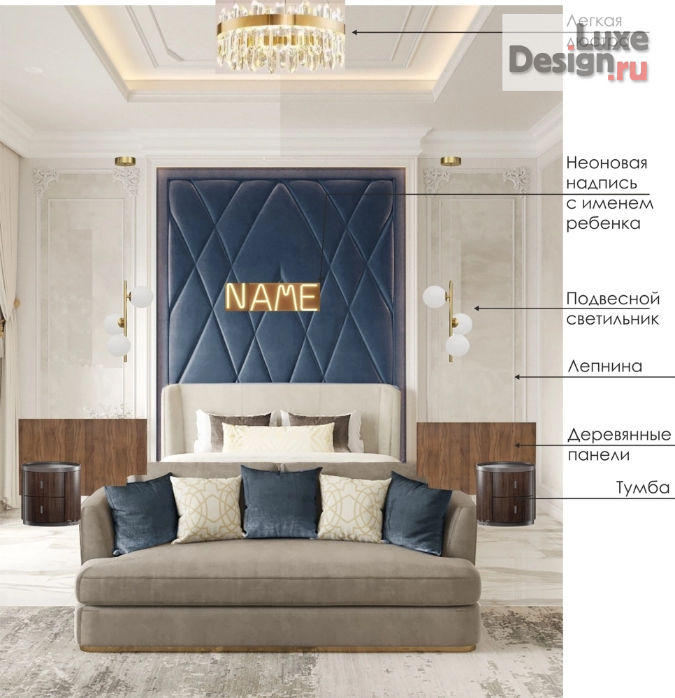 Дизайн интерьера коттеджа "Спальная Ар Деко " (фото 1)