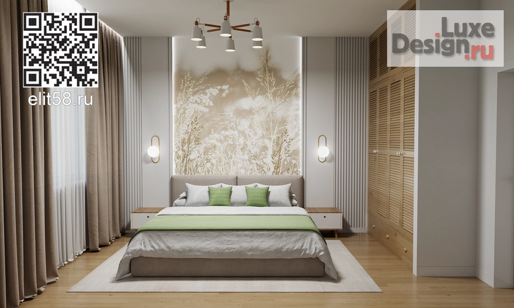 Дизайн интерьера спальни "Частный дом знаменитостей (кантри) " (фото 1)