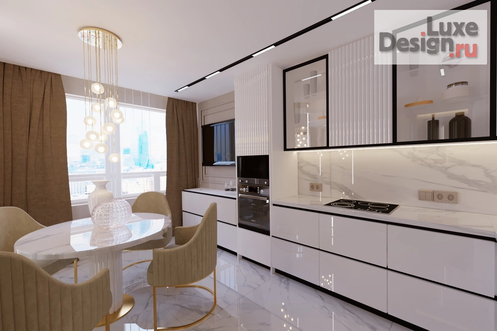 Дизайн интерьера четырехкомнатной квартиры "Кухня в 4-х комнатной квартире г.Москва" (фото 2)