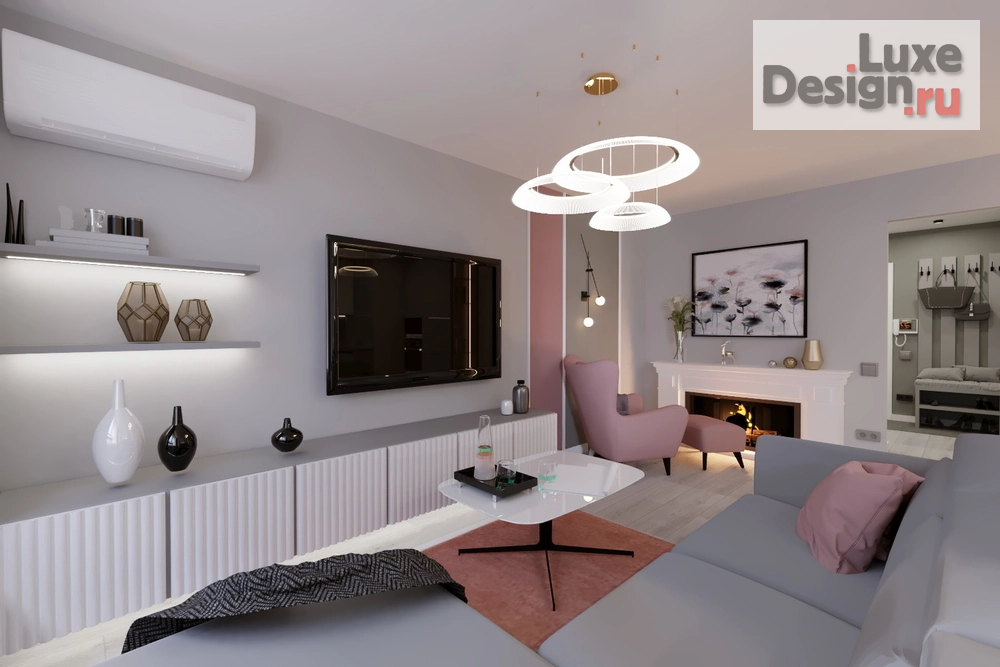 Дизайн интерьера трехкомнатной квартиры "Гостиная в 3-х комнатной квартире ЖК Созвездие" (фото 2)