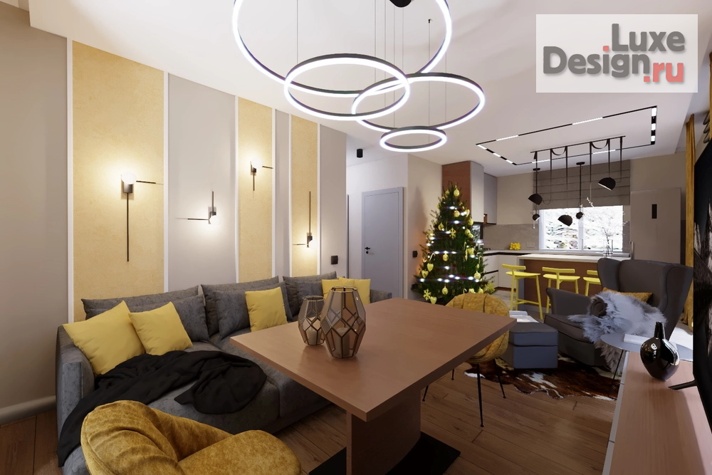 Дизайн интерьера загородного дома "Кухня -гостиная в доме с.Богословка" (фото 2)