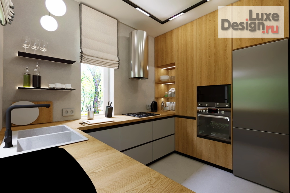 Дизайн интерьера загородного дома "Гостиная-кухня в доме с.Богословка" (фото 2)