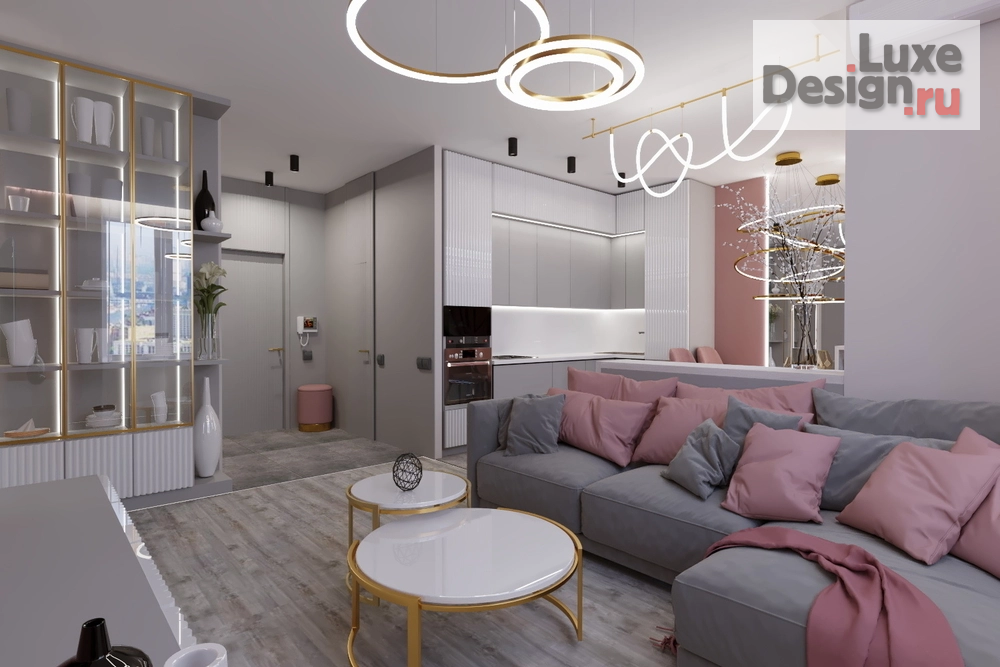 Дизайн интерьера двухкомнатной квартиры "Современная гостиная 2-х комнатная квартира в Москве" (фото 1)