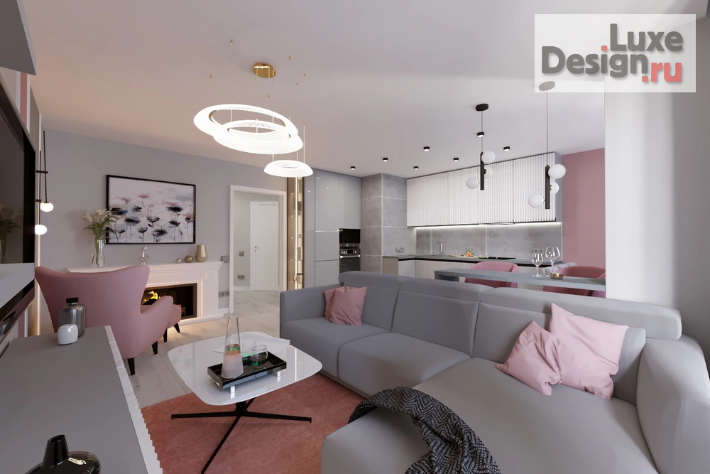 Дизайн интерьера трехкомнатной квартиры "Гостиная в 3-х комнатной квартире ЖК Созвездие" (фото 3)