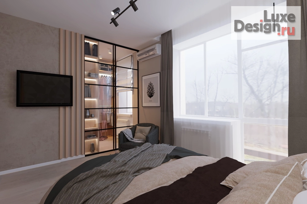 Дизайн интерьера спальни "Спальня с гардеробной." (фото 2)