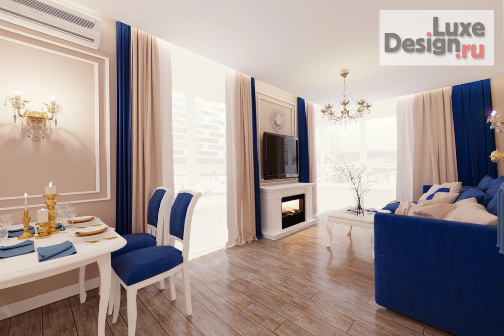 Дизайн интерьера трехкомнатной квартиры "Гостиная-кухня в 3-х комнатной квартире ЖК Фаворит" (фото 3)