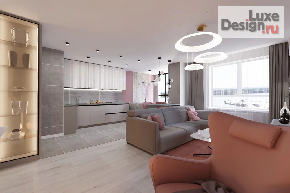 Дизайн интерьера трехкомнатной квартиры "Гостиная в 3-х комнатной квартире ЖК Созвездие" (фото 4)