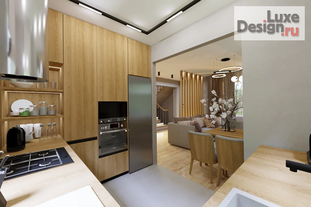 Дизайн интерьера загородного дома "Гостиная-кухня в доме с.Богословка" (фото 4)