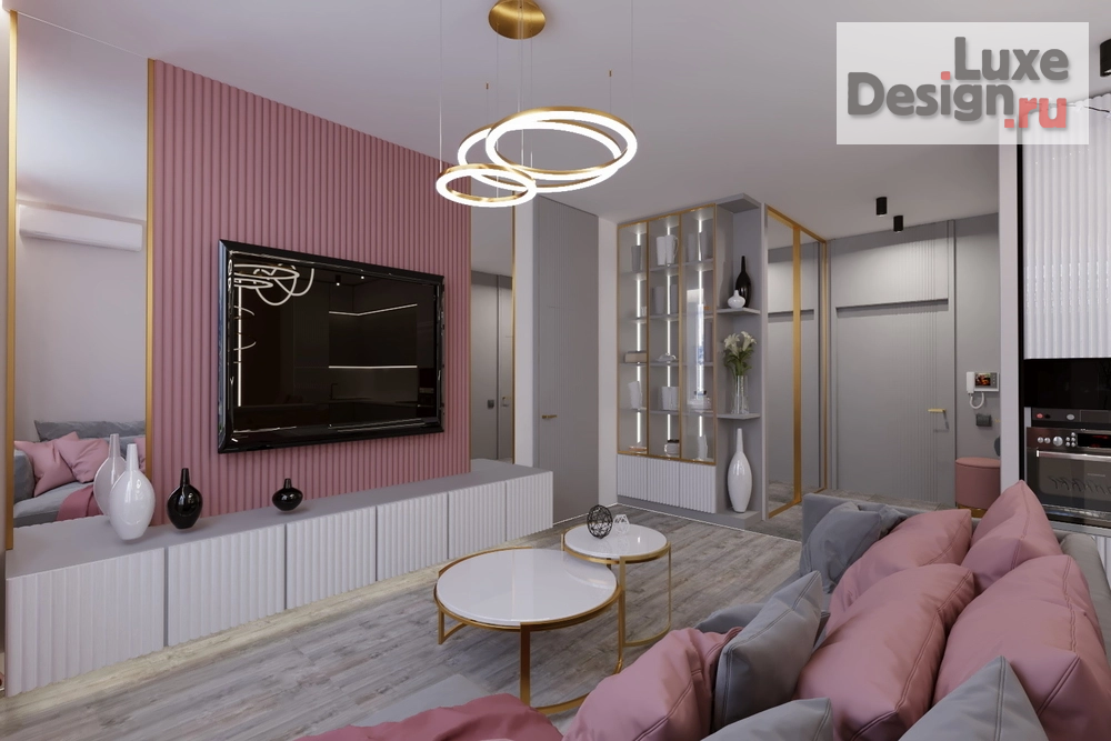 Дизайн интерьера двухкомнатной квартиры "Современная гостиная 2-х комнатная квартира в Москве" (фото 2)