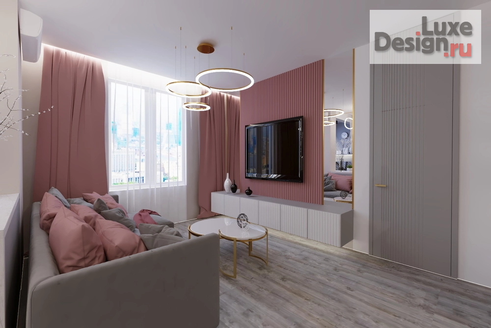 Дизайн интерьера двухкомнатной квартиры "Современная гостиная 2-х комнатная квартира в Москве" (фото 3)