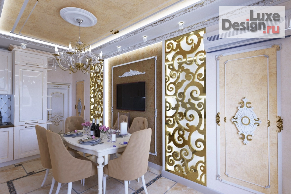 Дизайн интерьера трехкомнатной квартиры "Королевские апартаменты в Ж.К. Фаворит на Плеханова 14" (фото 4)