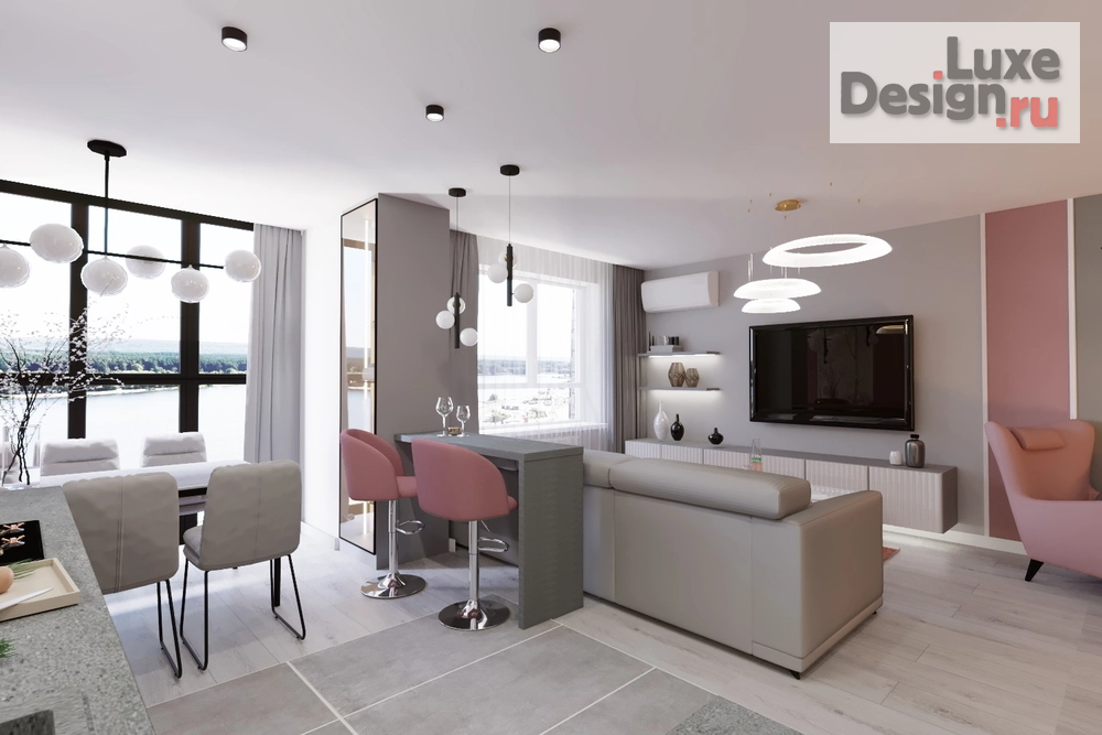 Дизайн интерьера трехкомнатной квартиры "Гостиная в 3-х комнатной квартире ЖК Созвездие" (фото 5)