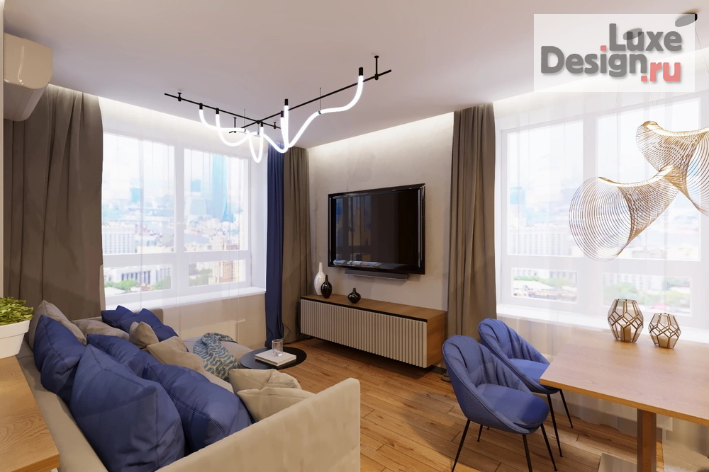 Дизайн интерьера трехкомнатной квартиры "Гостиная-кухня в 3-х комнатной квартире ЖК Абгрейд" (фото 4)