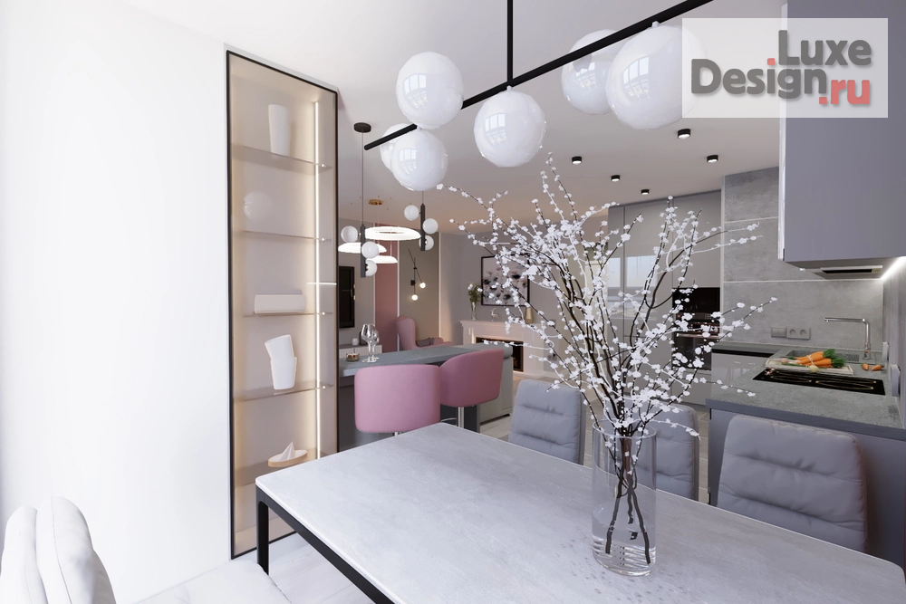 Дизайн интерьера трехкомнатной квартиры "Гостиная в 3-х комнатной квартире ЖК Созвездие" (фото 6)