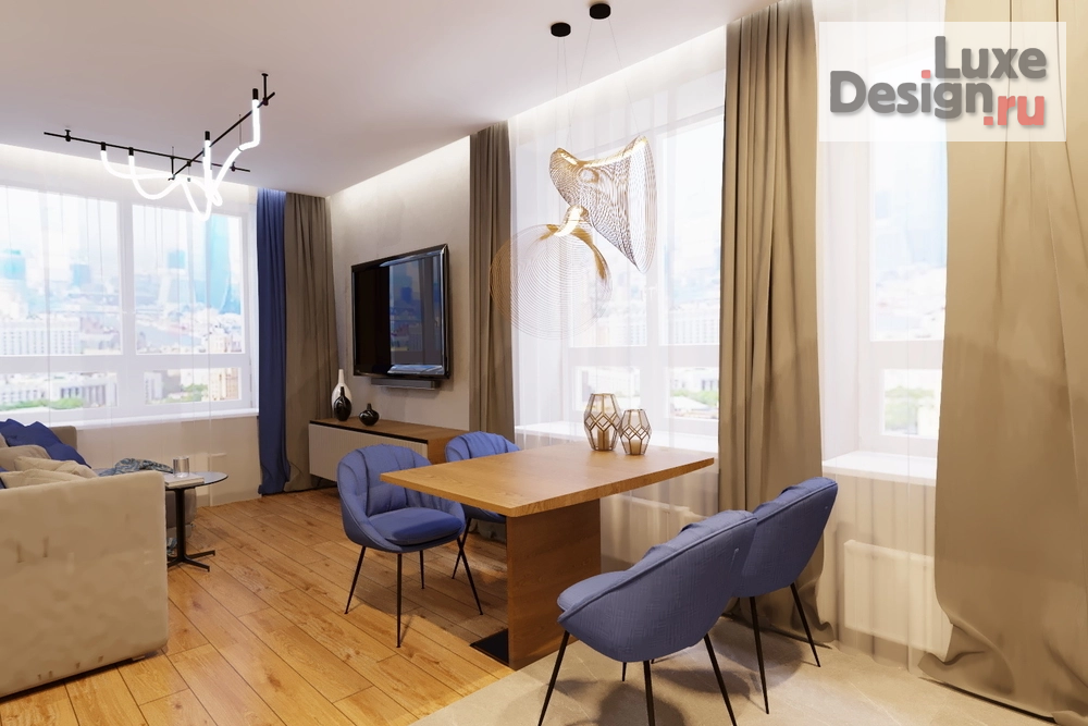 Дизайн интерьера трехкомнатной квартиры "Гостиная-кухня в 3-х комнатной квартире ЖК Абгрейд" (фото 5)