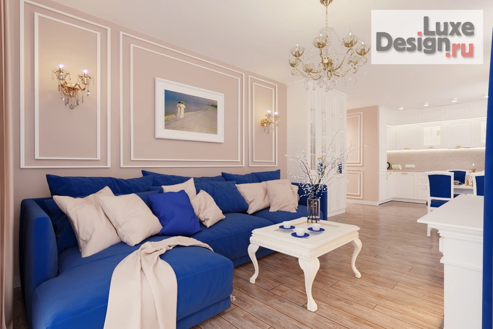 Дизайн интерьера трехкомнатной квартиры "Гостиная-кухня в 3-х комнатной квартире ЖК Фаворит" (фото 6)