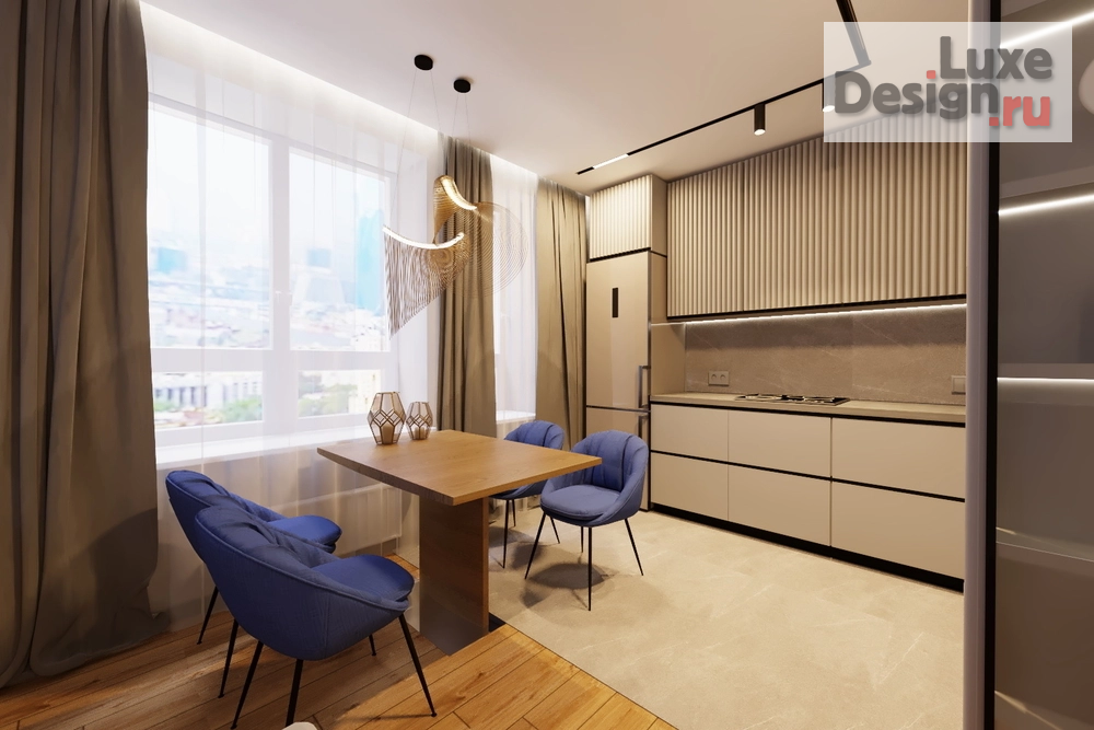 Дизайн интерьера трехкомнатной квартиры "Гостиная-кухня в 3-х комнатной квартире ЖК Абгрейд" (фото 6)