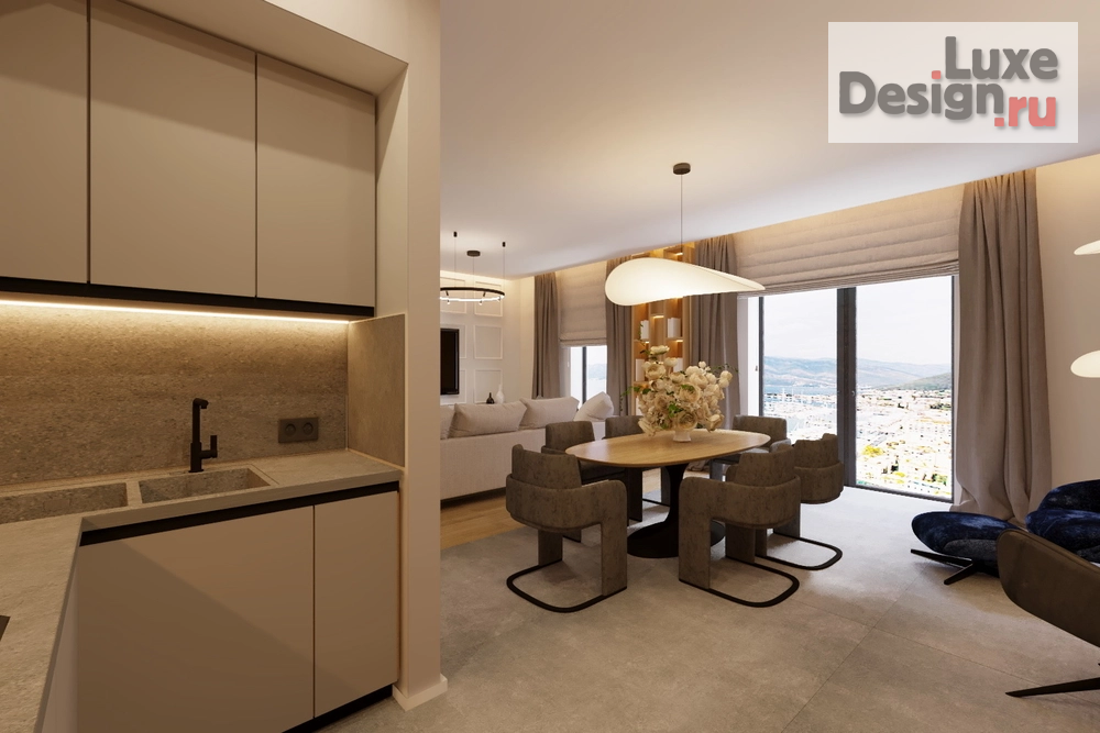 Дизайн интерьера апартаментов "Кухня-гостиная в 5-комнатной квартире  Porto Montenegro Черногория " (фото 7)