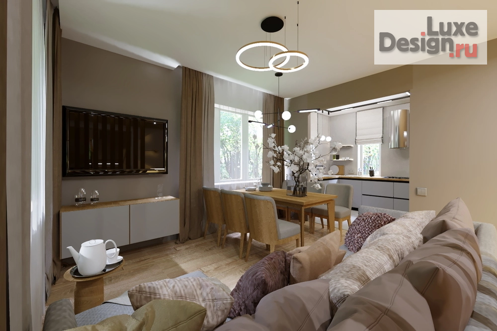 Дизайн интерьера загородного дома "Гостиная-кухня в доме с.Богословка" (фото 7)