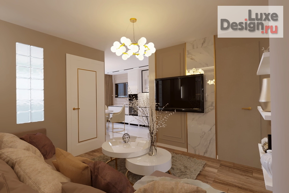 Дизайн интерьера четырехкомнатной квартиры "Гостиная в 4-х квартире г.Москва" (фото 4)
