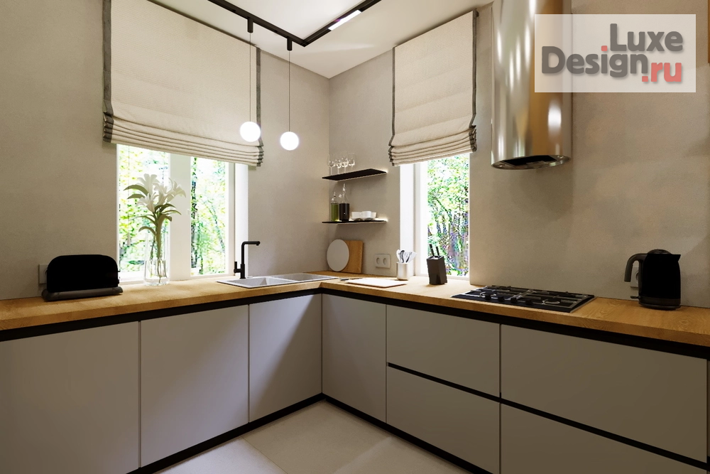 Дизайн интерьера загородного дома "Гостиная-кухня в доме с.Богословка" (фото 1)