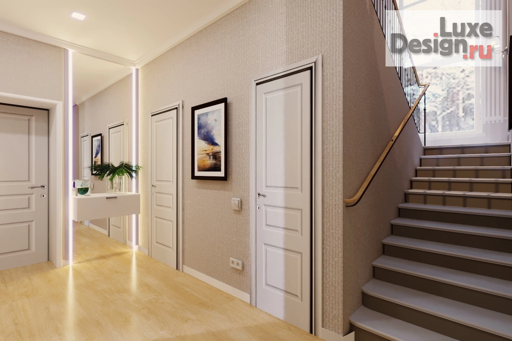 Дизайн интерьера частного дома "Прихожая и холл 2 этажа в доме г.Пенза" (фото 4)