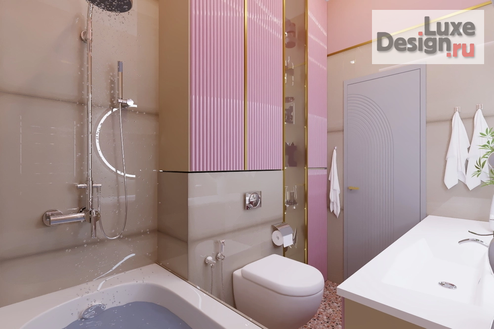 Дизайн интерьера двухкомнатной квартиры "Ванная комната в 2-х комнатной квартире г.Москва" (фото 1)