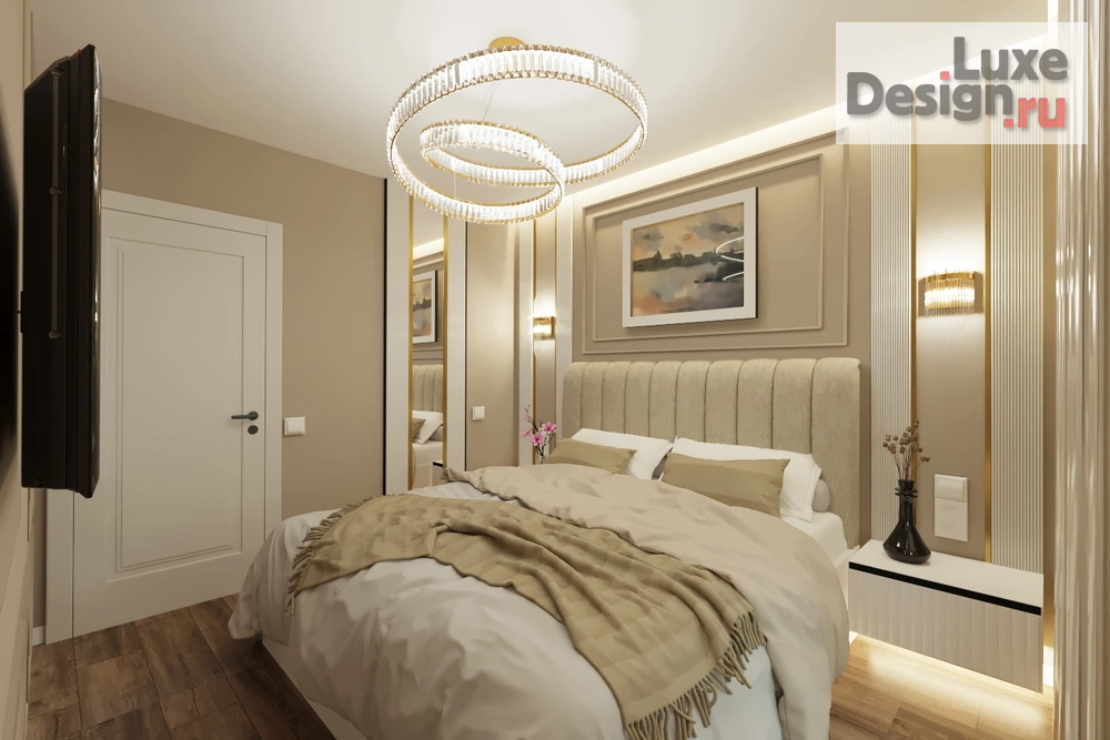 Дизайн интерьера четырехкомнатной квартиры "Спальня в 4-х комнатной квартире г.Москва" (фото 1)