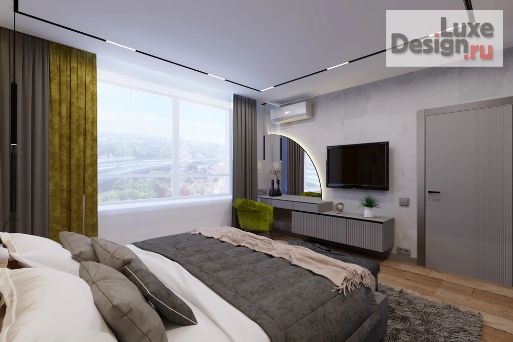 Дизайн интерьера трехкомнатной квартиры "Спальня в 3-х комнатной квартире ЖК Абгрейд" (фото 1)