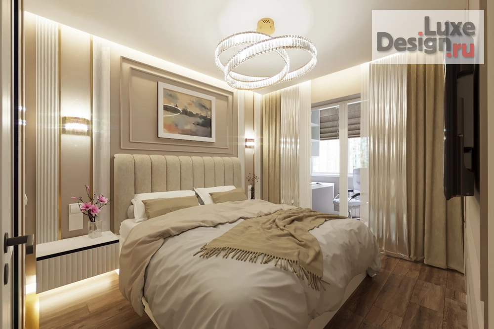Дизайн интерьера четырехкомнатной квартиры "Спальня в 4-х комнатной квартире г.Москва" (фото 2)