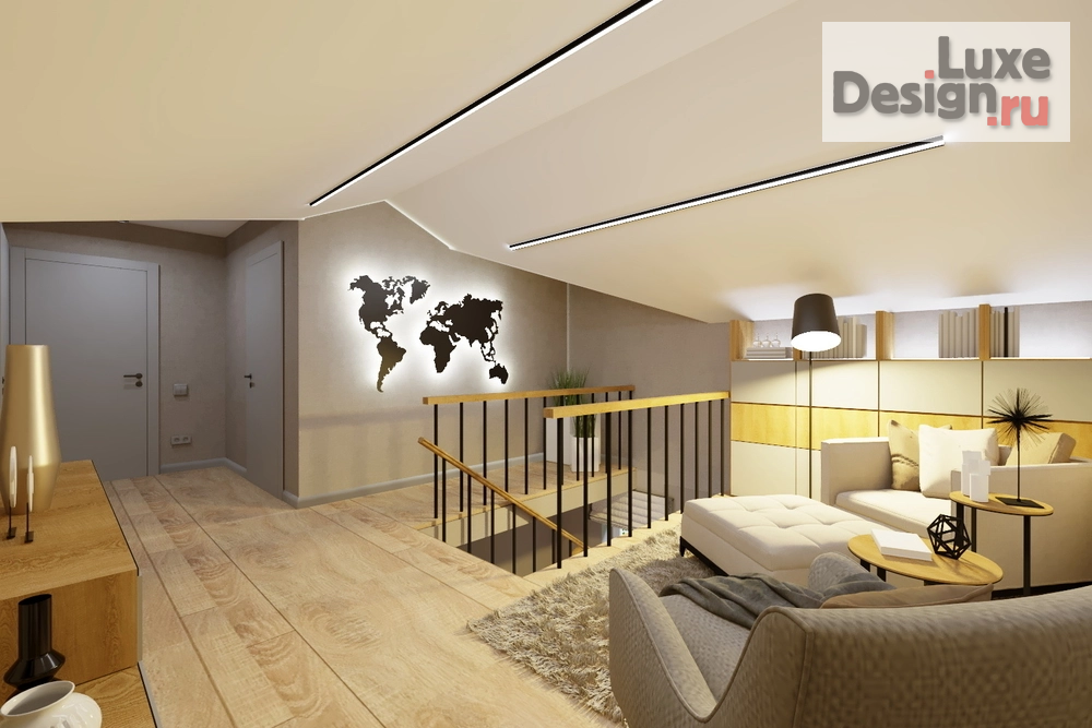 Дизайн интерьера загородного дома "Холл 2 этаж в доме с.Богословка" (фото 1)