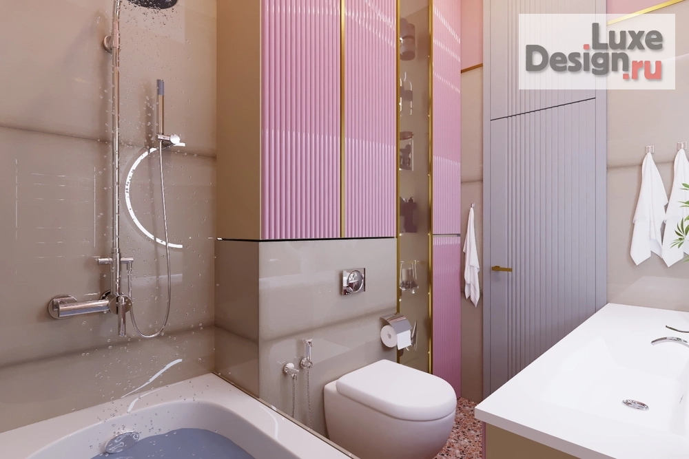 Дизайн интерьера двухкомнатной квартиры "Ванная комната в 2-х комнатной квартире г.Москва" (фото 3)