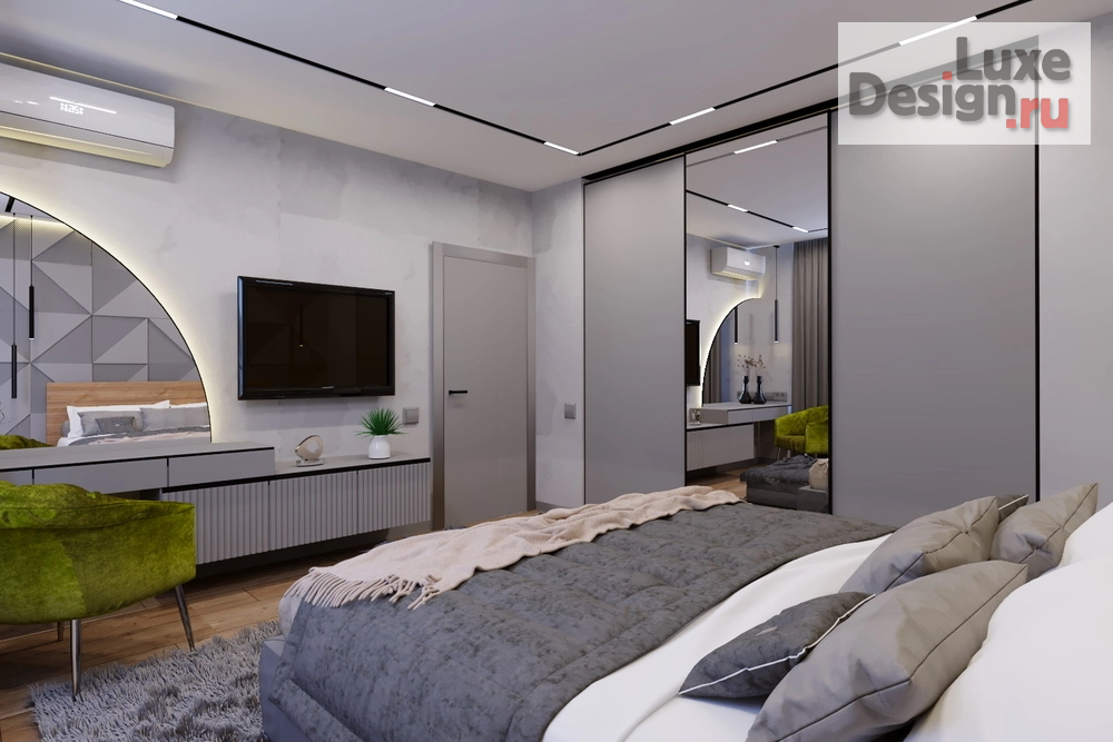 Дизайн интерьера трехкомнатной квартиры "Спальня в 3-х комнатной квартире ЖК Абгрейд" (фото 4)
