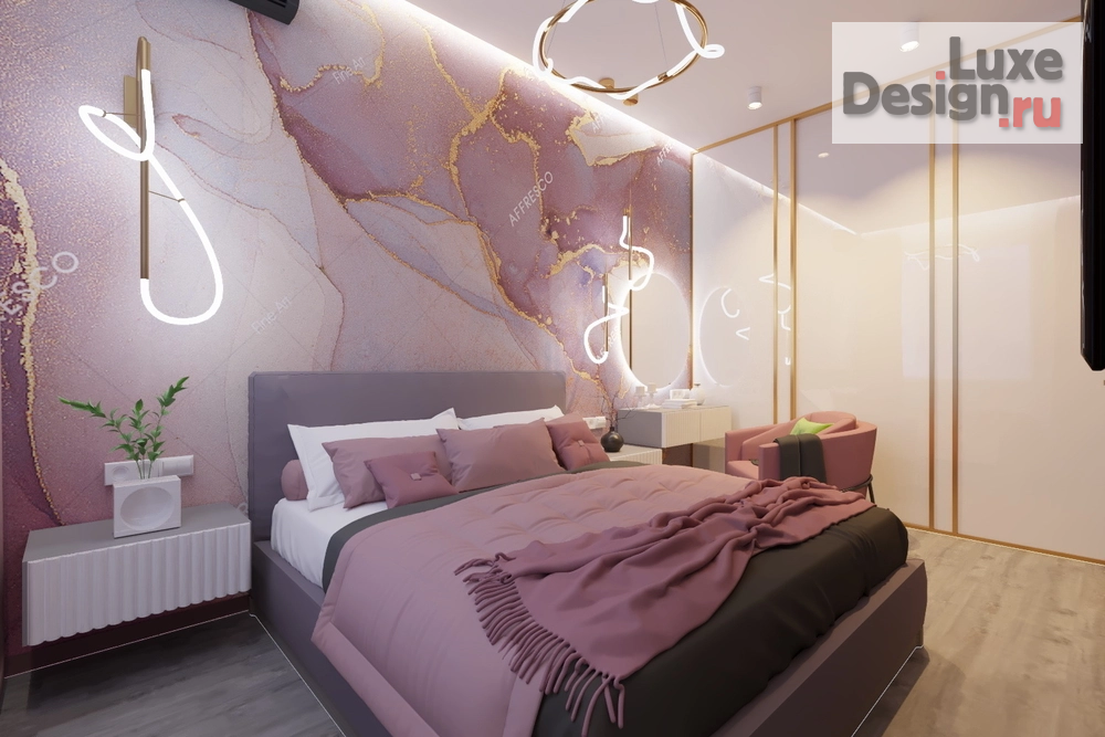 Дизайн интерьера двухкомнатной квартиры "Спальня в 2 -х комнатной квартире г.Москва" (фото 2)