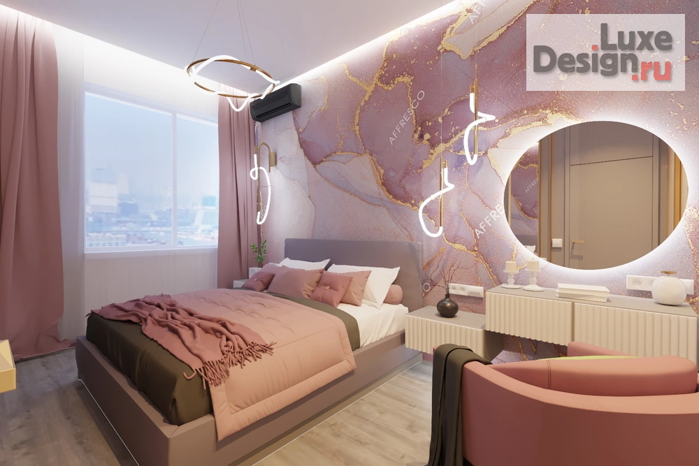 Дизайн интерьера двухкомнатной квартиры "Спальня в 2 -х комнатной квартире г.Москва" (фото 3)