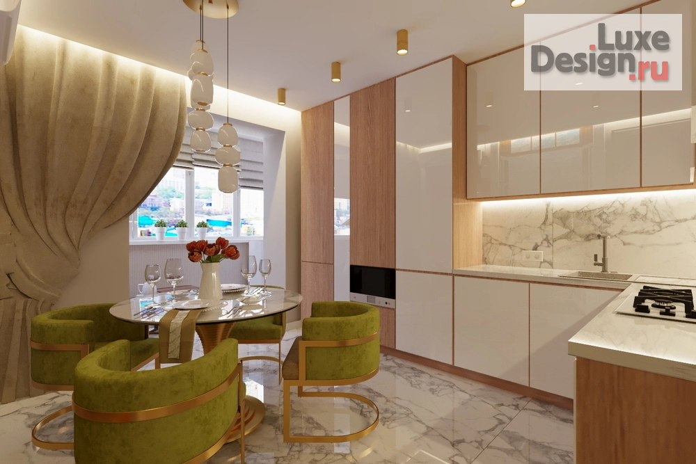 Дизайн интерьера кухни "Кухня в 3 комнатной квартире в г. Тамбов" (фото 1)