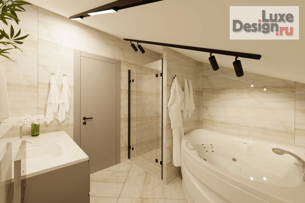 Дизайн интерьера загородного дома "Ванная комната 2 этаж в доме с.Богословка" (фото 1)