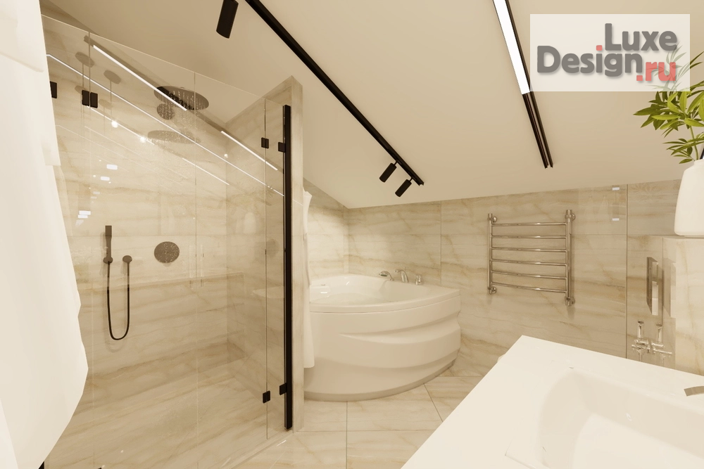 Дизайн интерьера загородного дома "Ванная комната 2 этаж в доме с.Богословка" (фото 3)