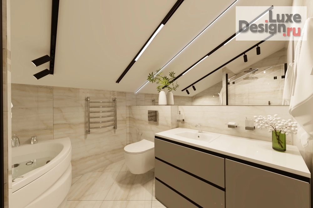 Дизайн интерьера загородного дома "Ванная комната 2 этаж в доме с.Богословка" (фото 4)