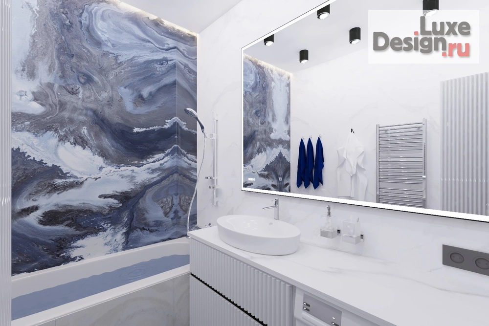 Дизайн интерьера трехкомнатной квартиры "Ванная комната в 3-х комнатной квартире ЖК Абгрейд" (фото 2)