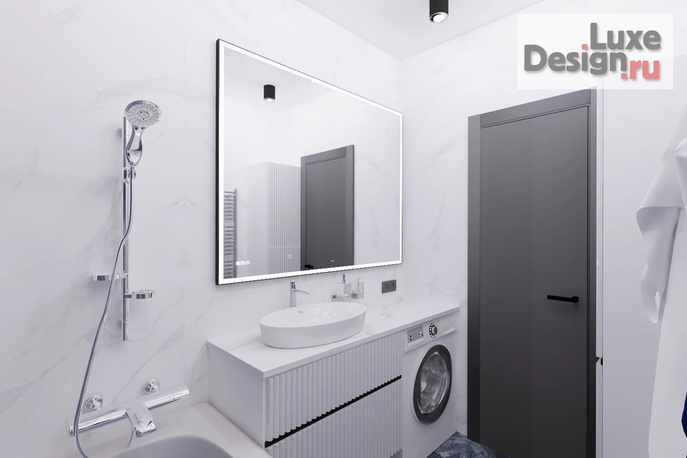 Дизайн интерьера трехкомнатной квартиры "Ванная комната в 3-х комнатной квартире ЖК Абгрейд" (фото 3)