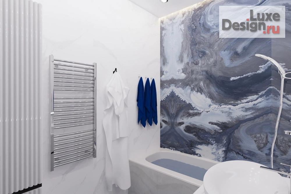 Дизайн интерьера трехкомнатной квартиры "Ванная комната в 3-х комнатной квартире ЖК Абгрейд" (фото 1)