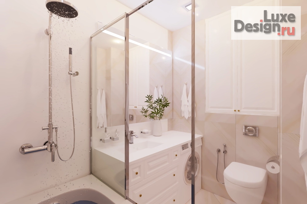 Дизайн интерьера трехкомнатной квартиры "Ванная комната в 3-комнатной квартире ЖК Фаворит" (фото 2)