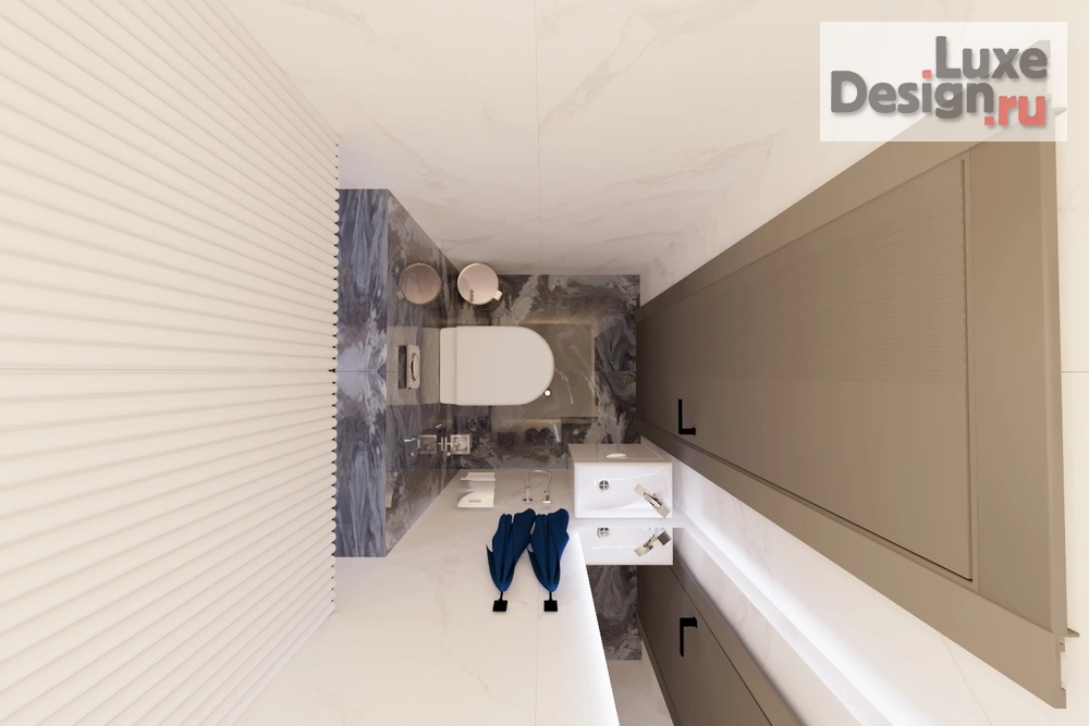 Дизайн интерьера трехкомнатной квартиры "Ванная комната в 3-х комнатной квартире ЖК Абгрейд" (фото 7)
