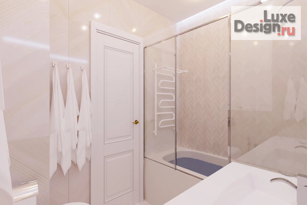 Дизайн интерьера трехкомнатной квартиры "Ванная комната в 3-комнатной квартире ЖК Фаворит" (фото 1)