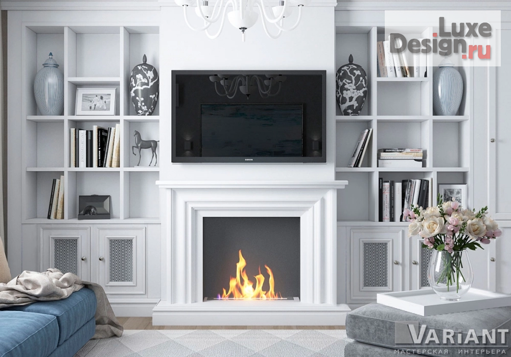 Дизайн интерьера гостиной "Гостиная с синим диваном" (фото 3)