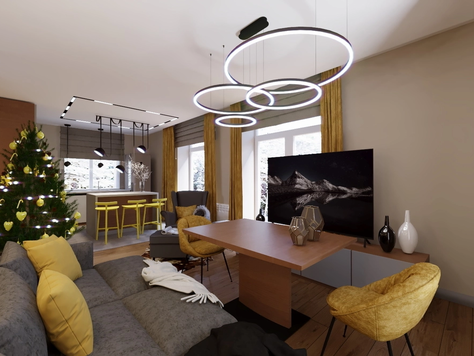 Дизайн интерьера в Пензе "Кухня -гостиная в доме с.Богословка"