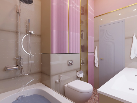 Дизайн интерьера двухкомнатной квартиры в Пензе "Ванная комната в 2-х комнатной квартире г.Москва"