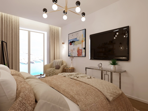 Дизайн интерьера в Пензе "Спальня в 5-комнатной квартире Porto Montenegro Черногория "