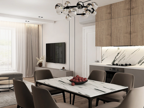 Дизайн интерьера пентхауса в Пензе "Гостиная в частном доме.Зона тв"